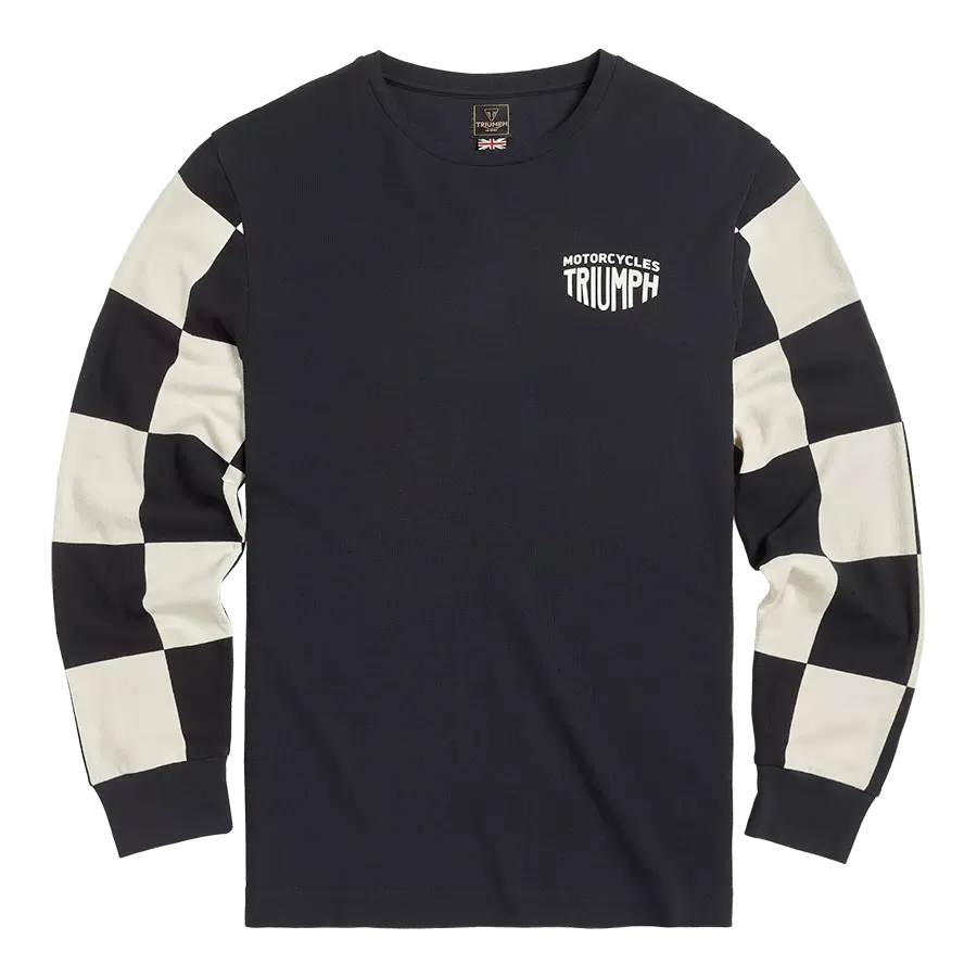 เสื้อยืดแขนยาว Harker Long Sleeved T-Shirt Checkerboard B+W Black / Bone Triumph MTLS2314