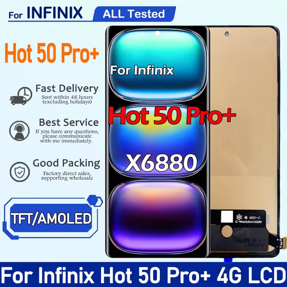 6.78 "AMOLED/TFT สําหรับ Infinix Hot 50 Pro Plus 4G LCD X6880 หน้าจอ Touch Digitizer สําหรับ Hot 50 Pro + 4G จอแสดงผล