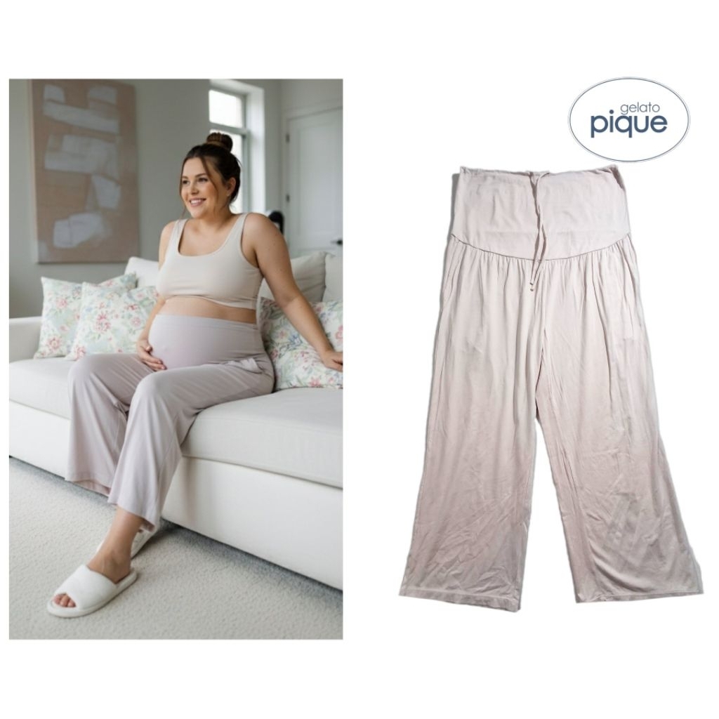 Gelato Pique 💯 กางเกงนอน ผ้าคอตตอนเนื้อดีสำหรับคุณแม่ตั้งครรภ์ ใช้งานน้อย เอวบน 35 ยืดได้ถึง 40 นิ้ว