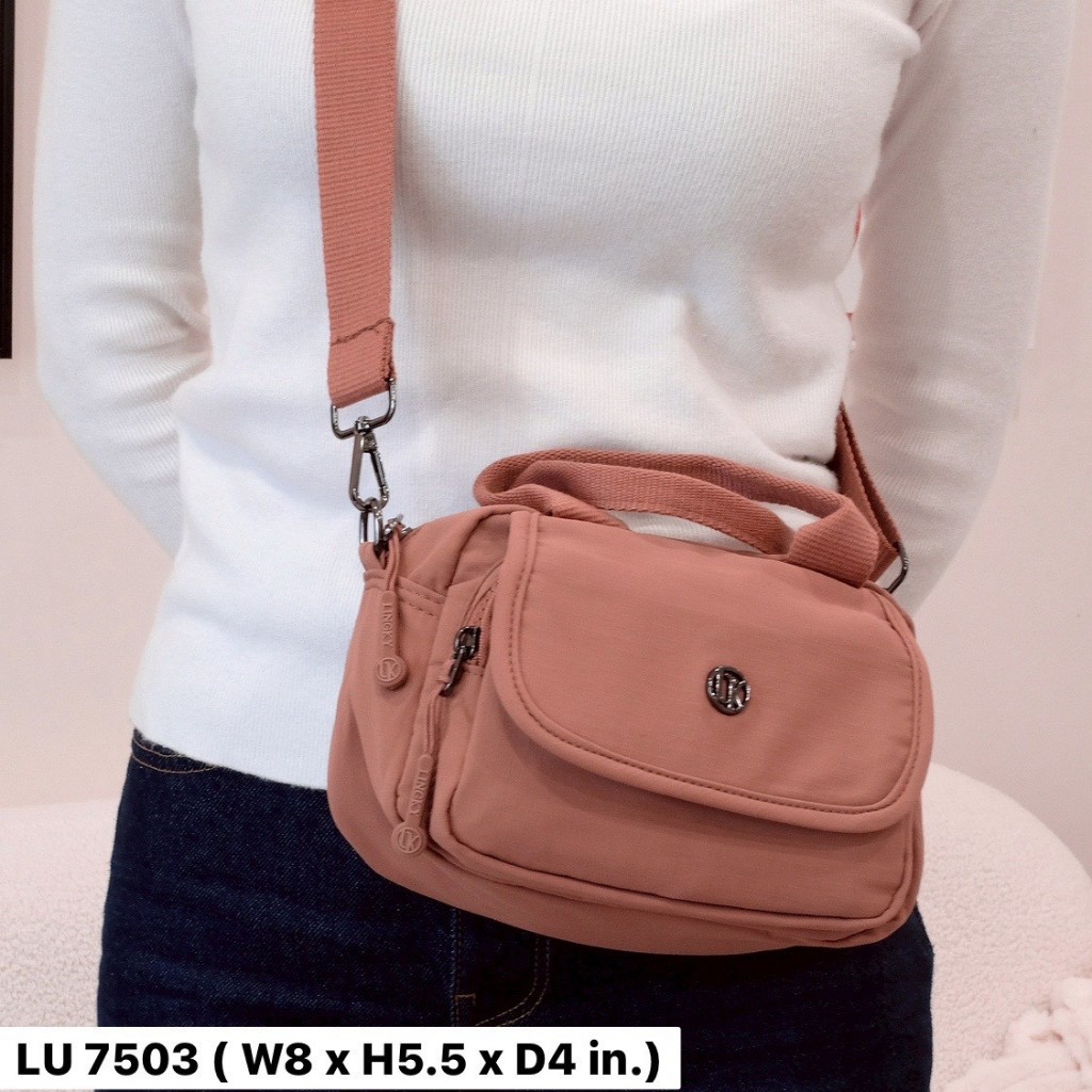 Lingky กระเป๋าสะพายข้าง & ทรงถือ รุ่น LU 7503 ผ้าร่มสปอร์ตดีไซน์ทันสมัย ไซส์ 8" มีทั้งหมด 3 ซิป เบา สบาย คล่องตัว