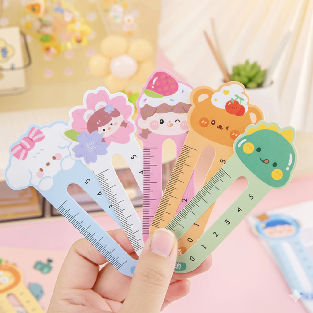 S0025 2in1 ที่คั่นหนังสือ + ไม้บรรทัด ขนาด 5ซม. ลายน่ารัก Bookmark & Ruler สุ่มลาย thumbnail 4
