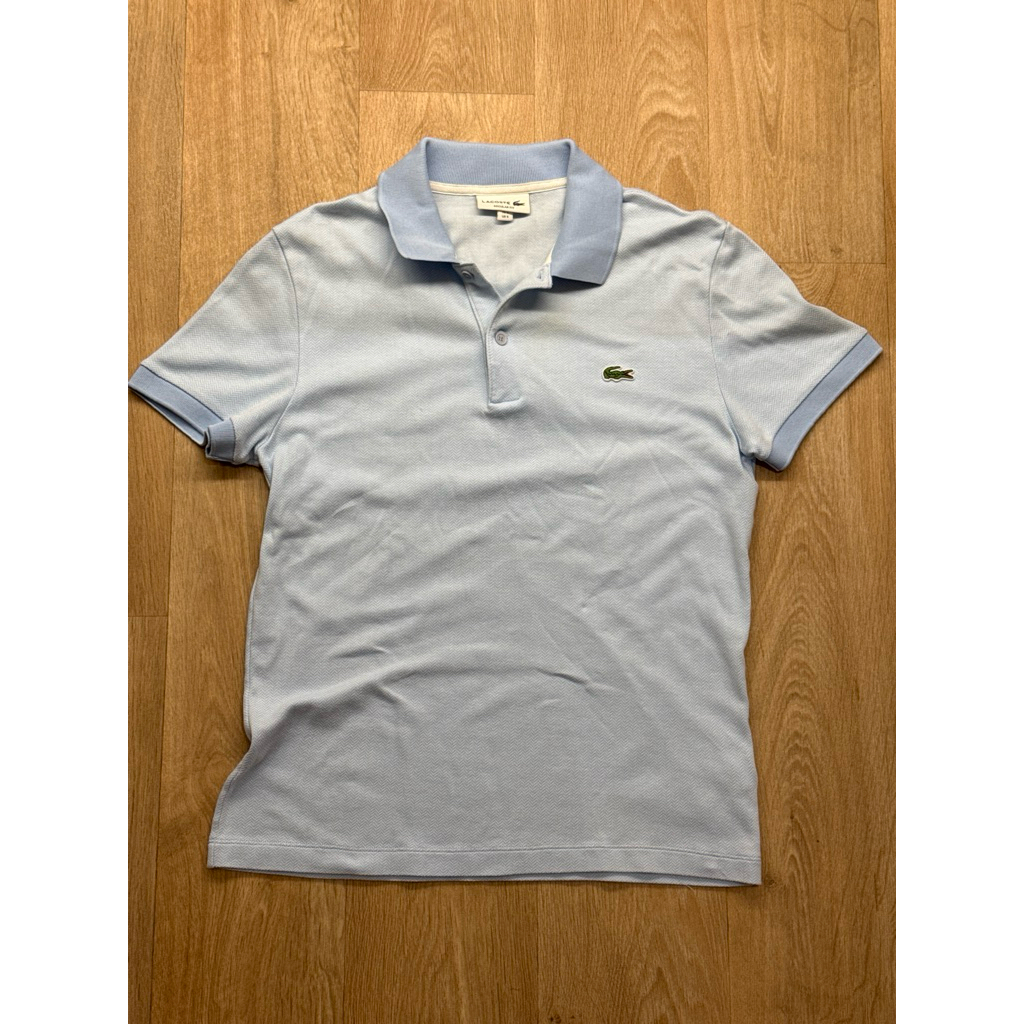 เสื้อเชิ้ตแขนสั้นสีฟ้าอ่อน Lacoste แท้ Size S อก 46 ซม ยาว 65 ซม ใส่สบาย ผ้านิ่ม