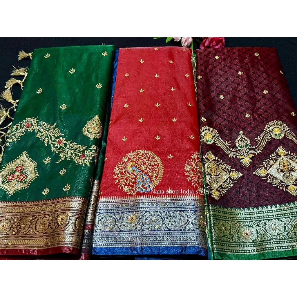💖 Banarasi Silk! ผ้าไหมพาราณสีแท้ สำหรับตัดชุดส่าหรี ผ้าคุณภาพดีจากอินเดีย
