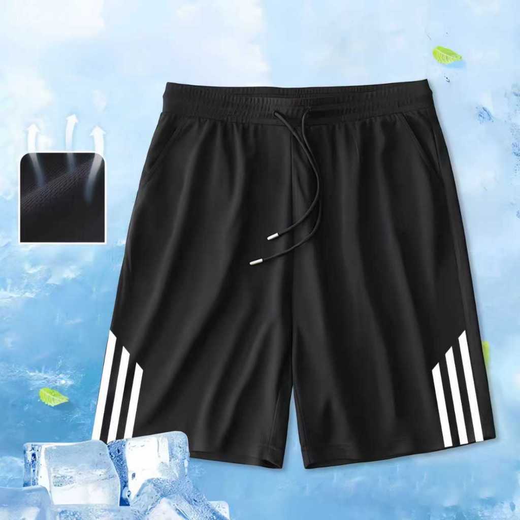 กางเกงขาสั้นผู้ชายแฟชั่น   กางเกงขาสั้นเอวยางยืด+สายรัด ราคาถูกใส่สบาย สีดำ-เทา  ส่งด่วนกทม