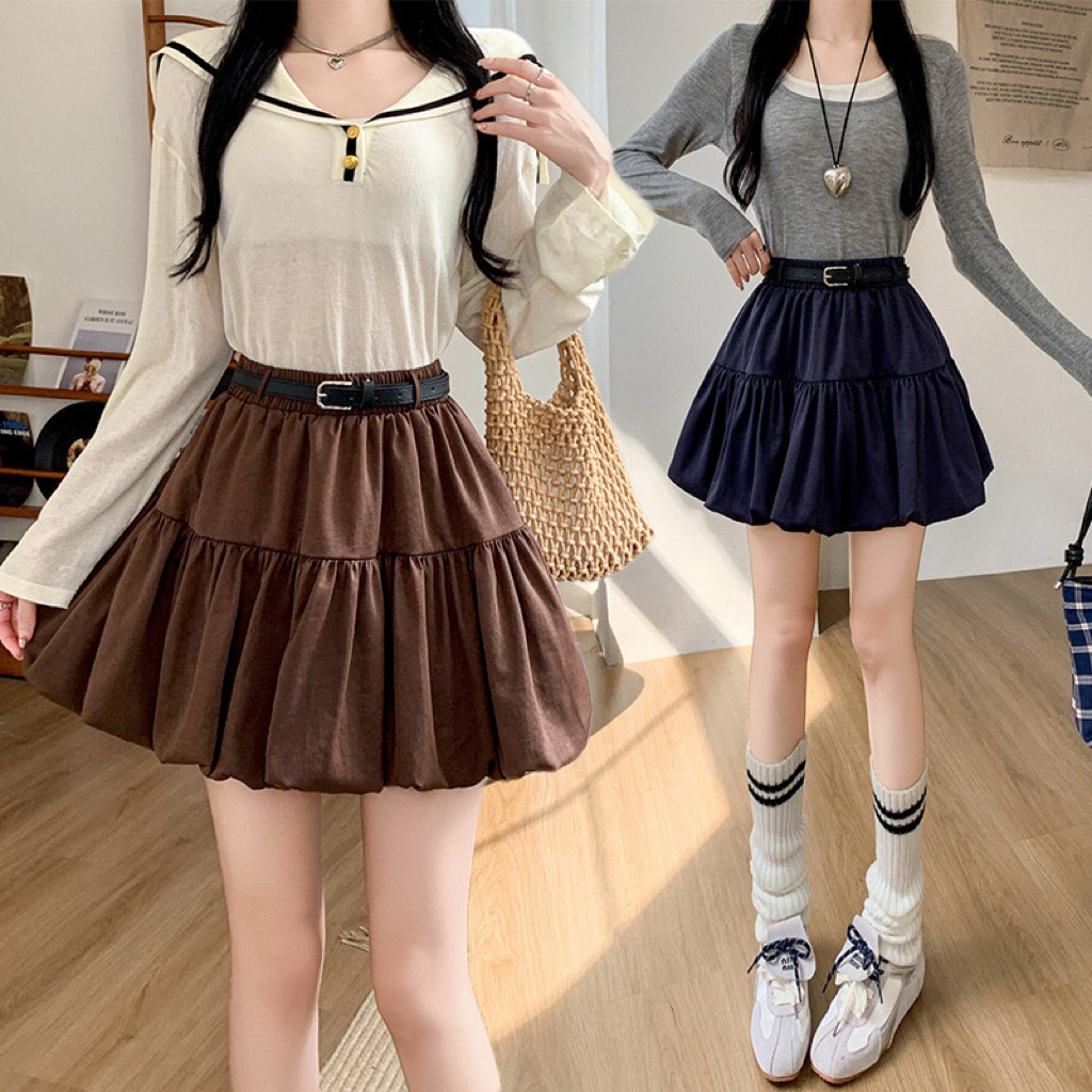 [พร้อมส่ง] กระโปรงสั้น  กระโปรงสั้นผู้หญิง กระโปรงทรงบอลลูน