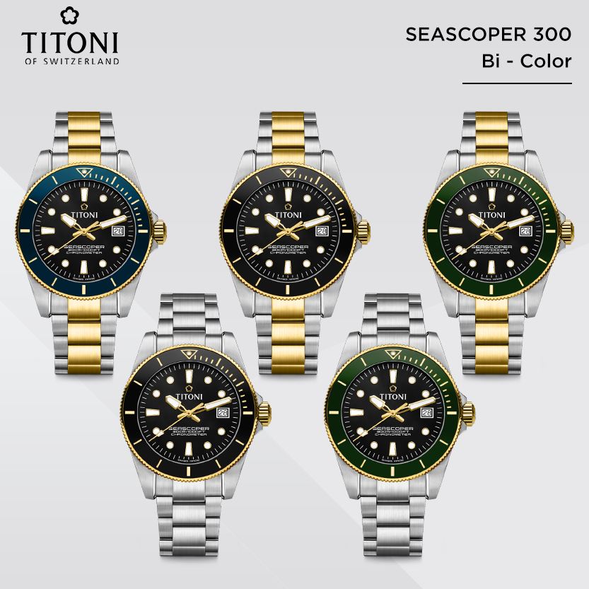 นาฬิกา Titoni Luxury Gents Watch - Seascoper 300 Bi-Color