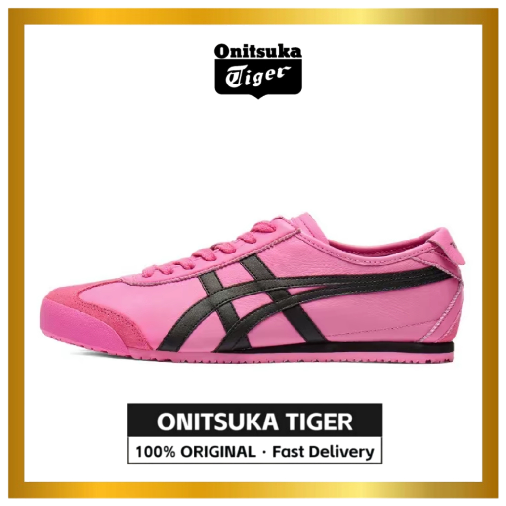 【official store】Tiger MEXICO 66 สำหรับผู้หญิง สีชมพู ด้านบนต่ำ รองเท้าลำลอง