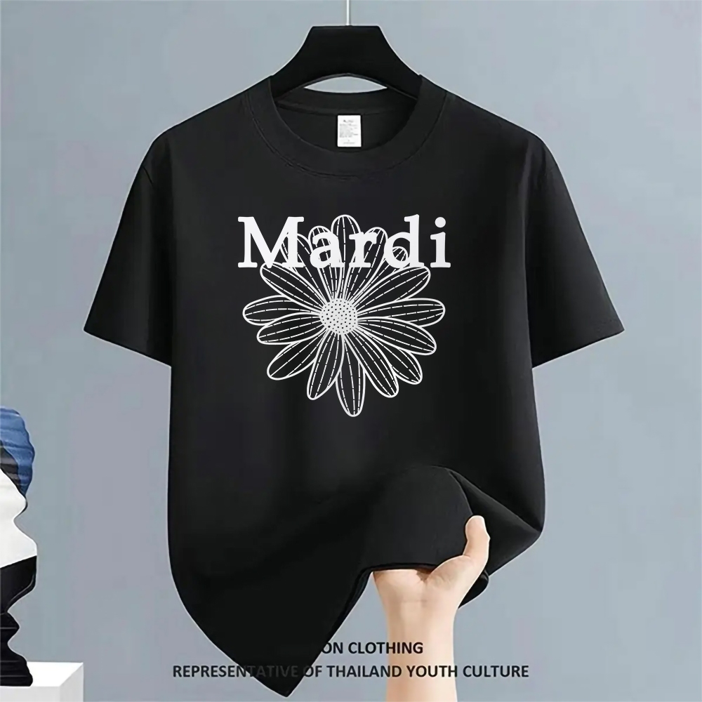 (จัดส่งภายใน 24 ชั่วโมง) Mardi เสื้อยืดแขนสั้น สีดำ คอกลม ลายแฟชั่น ใส่ได้ทั้งชายหญิง ใส่สบายดีจัดส่งภายในประเทศไทยจัดส่