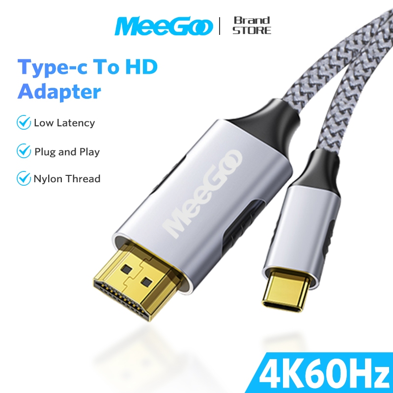 MEEGOO สายเคเบิลเชื่อมต่อ Type C to HDMI 4K 60Hz ความเร็วสูง สำหรับมือถือ แล็ปท็อป แท็บเล็ตพีซี