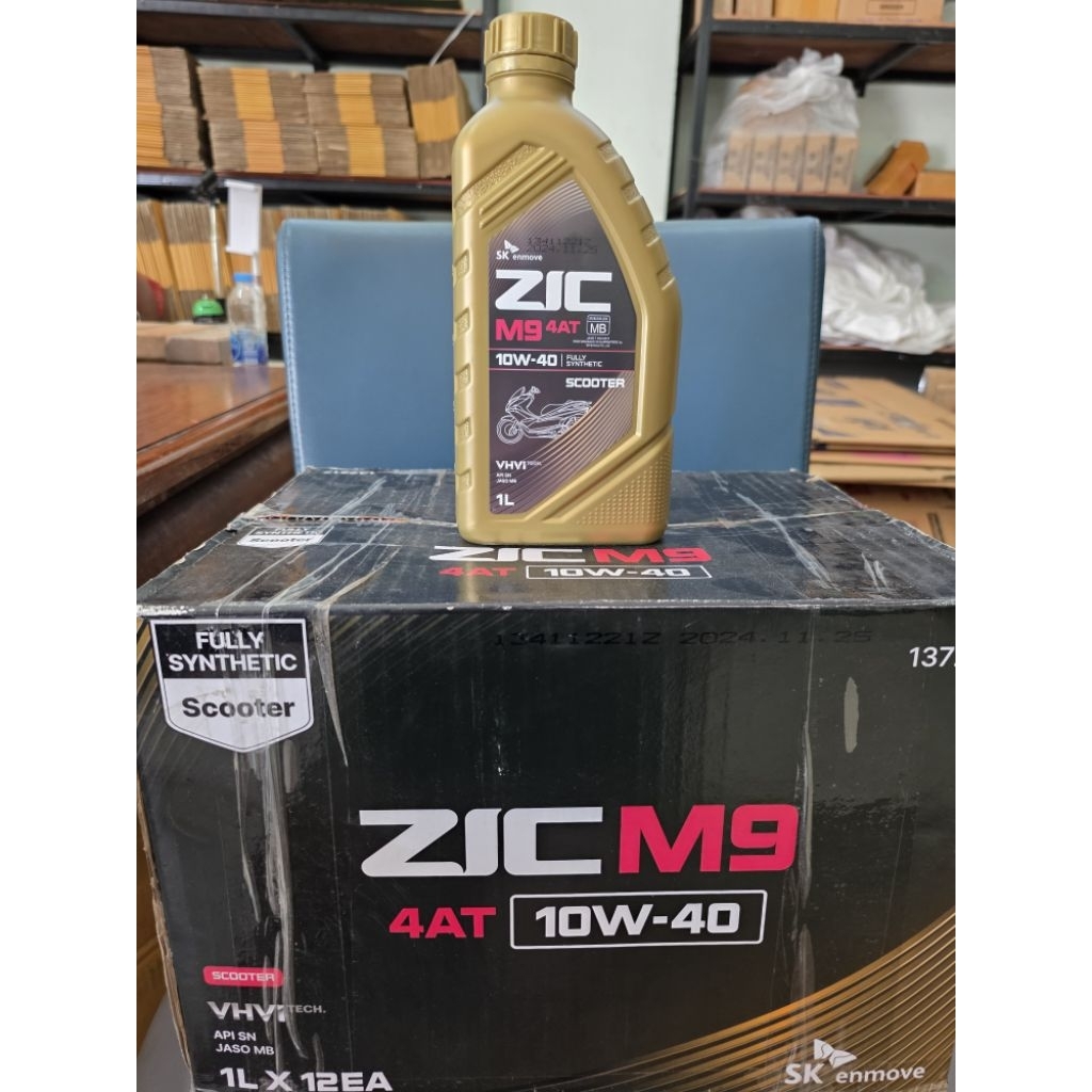 (ยกลัง×12ชิ้น) น้ำมันเครื่อง Zic M9 10W-40 1ลิตร (สังเคราะห์100%)