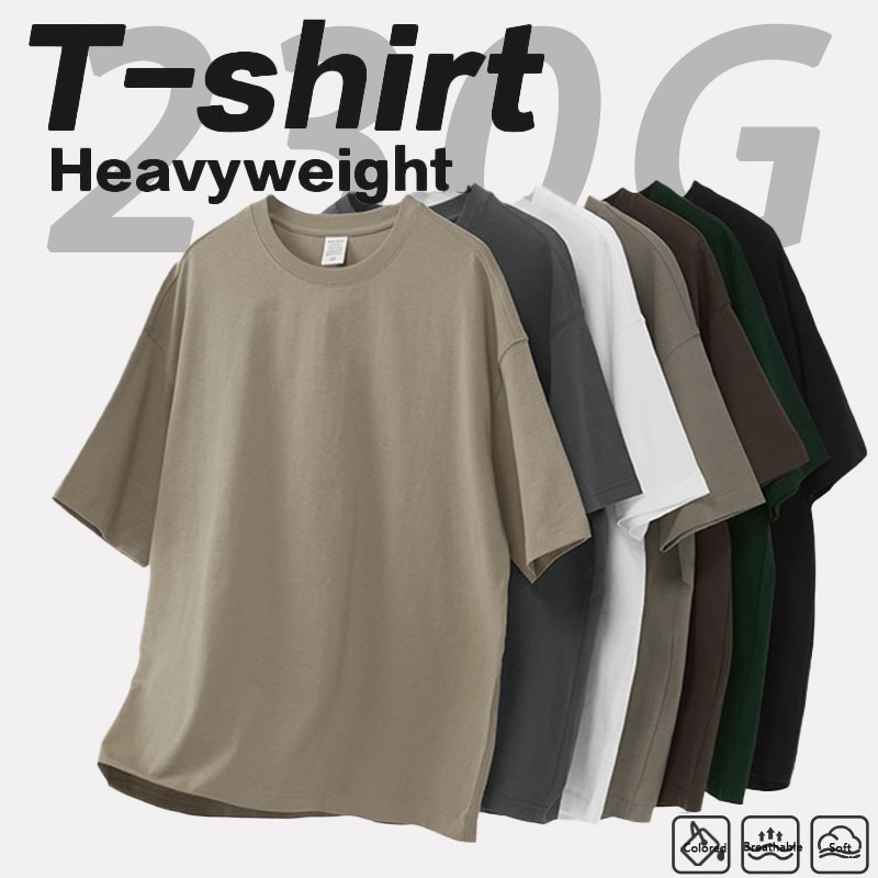 เสื้อยืดคอกลม ผ้าฝ้าย100% เสื้อ Oversize [รวมสี Earth Tone] เสื้อยืดสีพื้น ผ้าหนานุ่ม ไม่หด ไม่ย้วย ใส่สบาย 230g/300g - รูปที่ 3