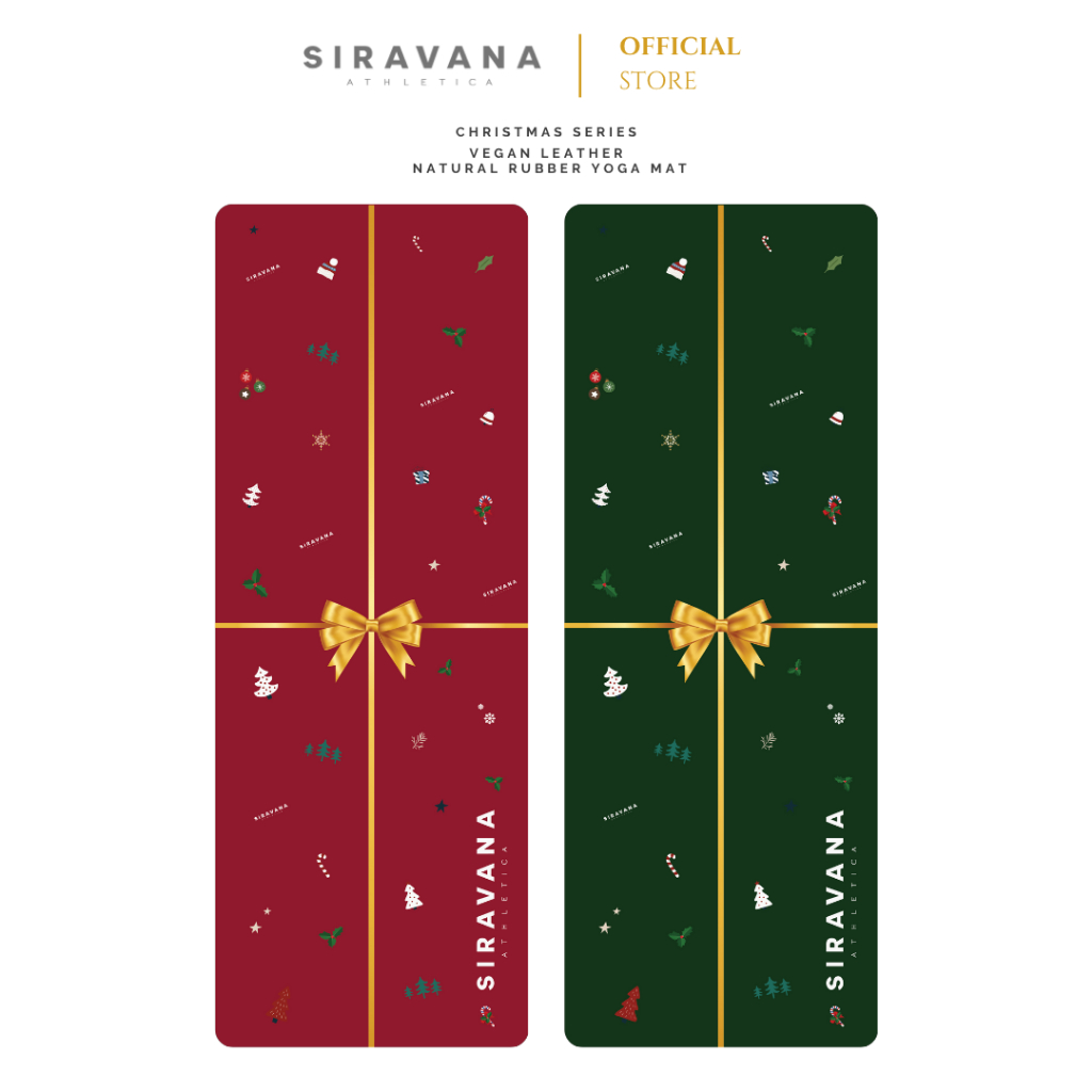SIRAVANA เสื่อโยคะ PU ยางพารา รุ่น Christmas Series ผิวเรียบ Smooth Surface & Natural Rubber Yoga Mat 5mm