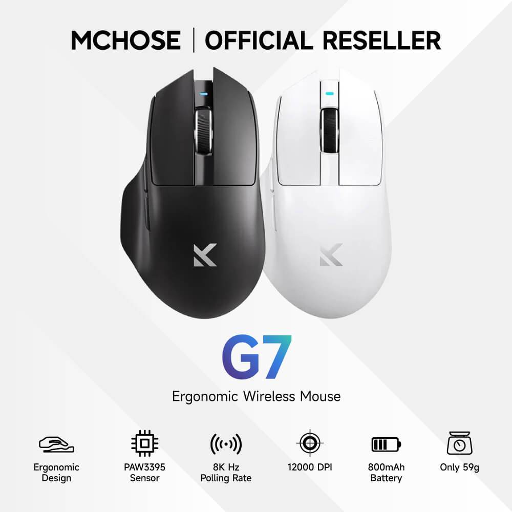 MCHOSE GAMING MOUSE TRI-MODE G7 LIGHTWEIGHT ERGONOMIC
