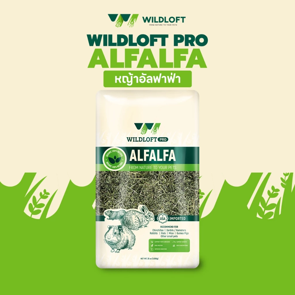 หญ้าอัลฟาฟ่า Wildloft PRO Premium Natural Alfalfa 1 kg