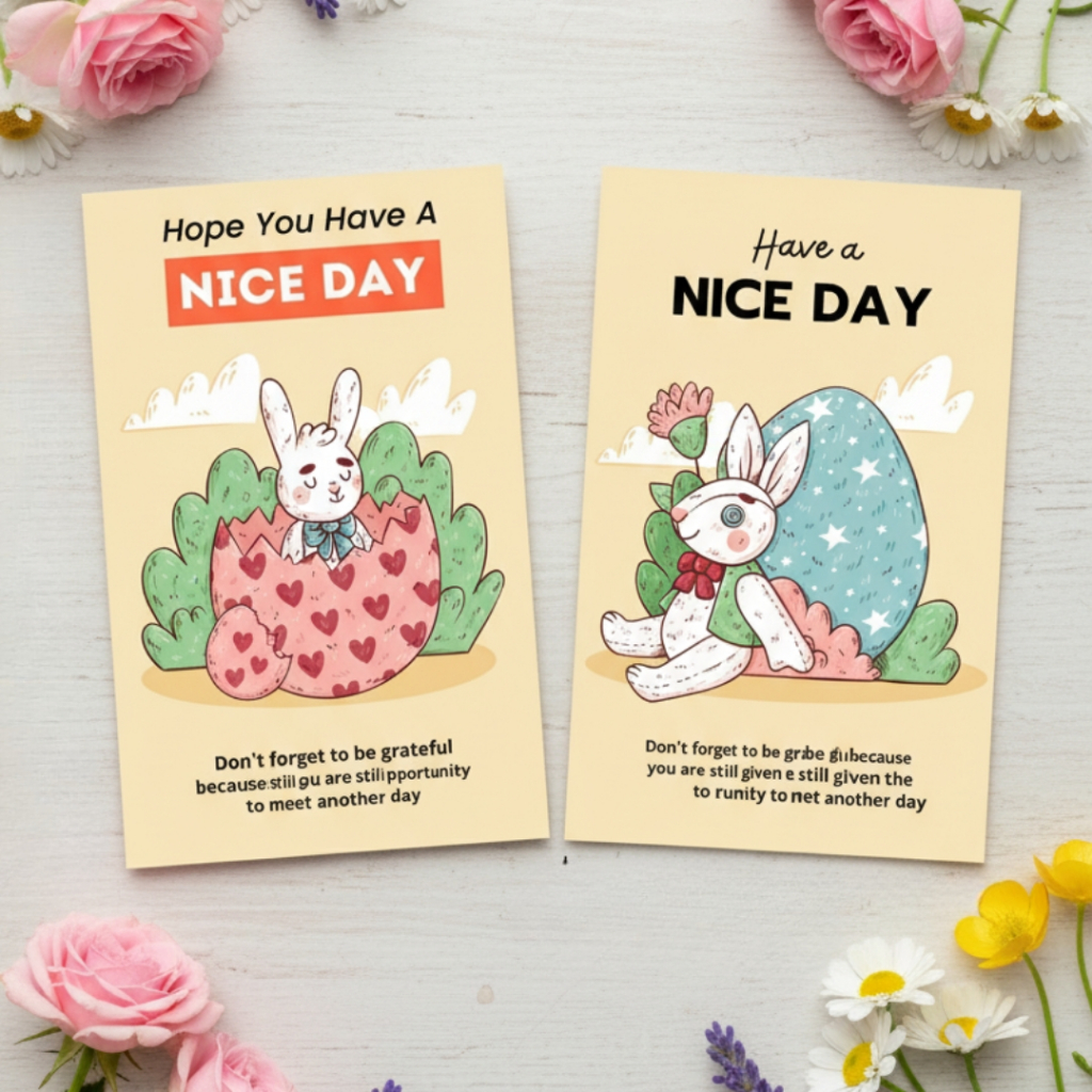 Have a Nice Day การ์ด ลายน้องกระต่ายน่ารัก (1 แพ็ค 10 แผ่น)