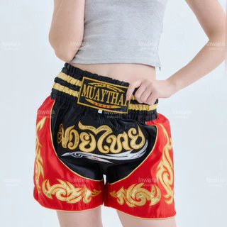 (พร้อมส่ง) กางเกงมวยไทย(Muaythai)🥊รุ่นปักลายไทยข้าง งานดี ใส่เล่นกีฬา ต่อยมวย ออกกำลังกาย เข้าธีม