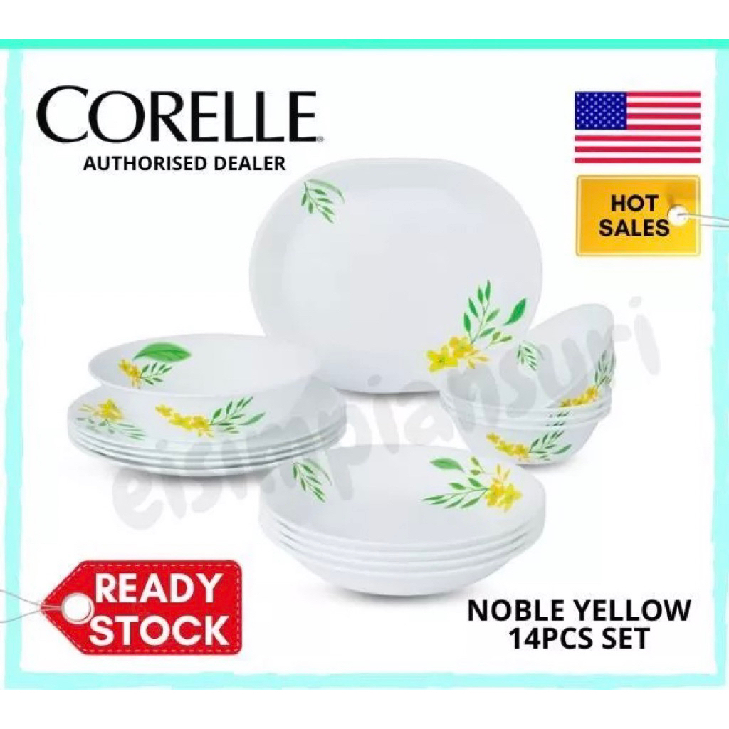 Corelle Noble Yellow 14pcs Set Corelle Dinnerware Set Corelle Dinner Serve Set