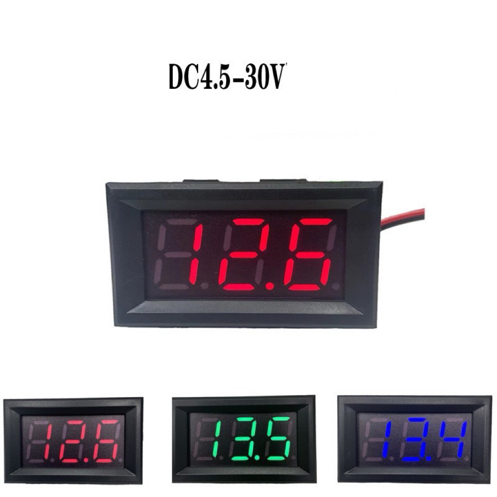 โวลต์มิเตอร์แบบจอแสดงผลดิจิตอล DC สองสายดิจิตอลโวลต์มิเตอร์ DC4.5V-30.0V มิเตอร์แสดงแรงดันแบตเตอรี่