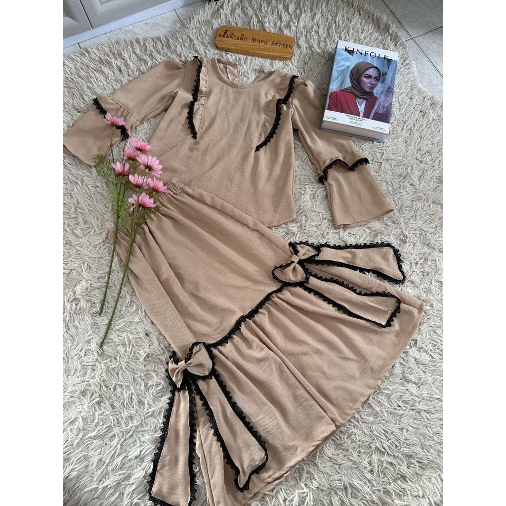 ชุดเซตกระโปรงยาวเด็กอิสลาม ชุดเซตกระโปรงผ้าสลาฟ 3-9ปี ไม่ต้องรีดแต่งด้วยลูกไม้ ใส่เที่ยว ใ่ส่รายอ - รูปที่ 2