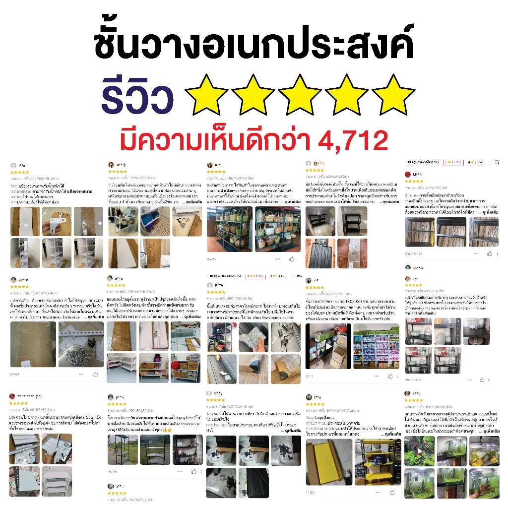 ESShelf ชั้นวางของ 3/4/5 ชั้น สูง 100-180cm สีขาว/ดำ thumbnail 9