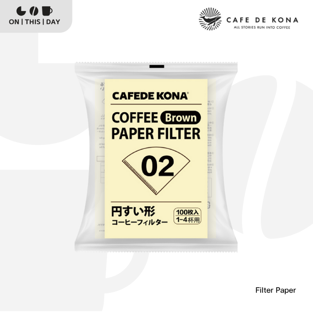 CAFEDE KONA Filter Paper กระดาษกรองกาแฟทรง V60 ขนาด 01 และ 02 บรรจุ 100 แผ่น