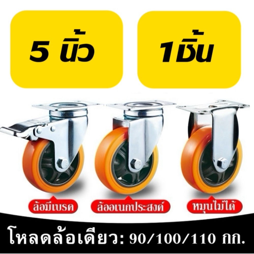 m.m.m.mall ล้อรถเข็น 5นิ้ว（ราคาต่อ 1 ชิ้น) ล้อยาง ลูกล้อ ล้อเลื่อนสำหรับรถเข็น ล้อเก้าอี้ เงียบและทน