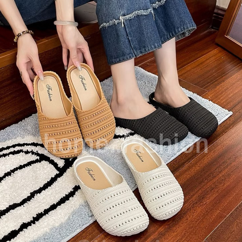 home..fashion  พร้อมส่ง รองเท้าแตะผู้หญิง  แบบปิดนิ้วเท้า แฟชั่นเกาหลี ดีไซน์ถัก ระบายอากาศได้ดี มีบริการส่งด่วน S-232