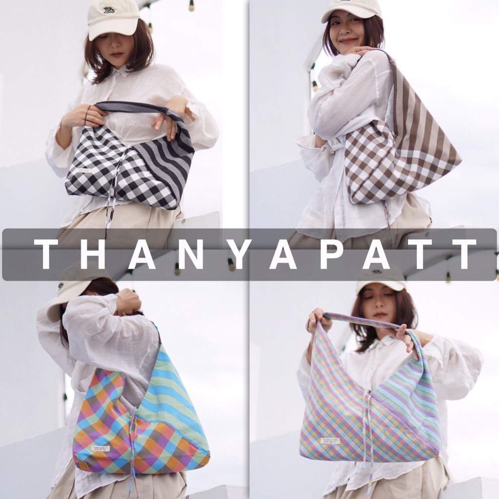 กระเป๋าผ้าขาวม้า ทรงพีระมิด Handmade เก๋มาก มีซับในค่า
