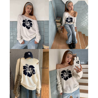 เสื้อไหมพรมปาดไหล่แขนยาวรุ่น 7757 TAG WG.WE 🇰🇷