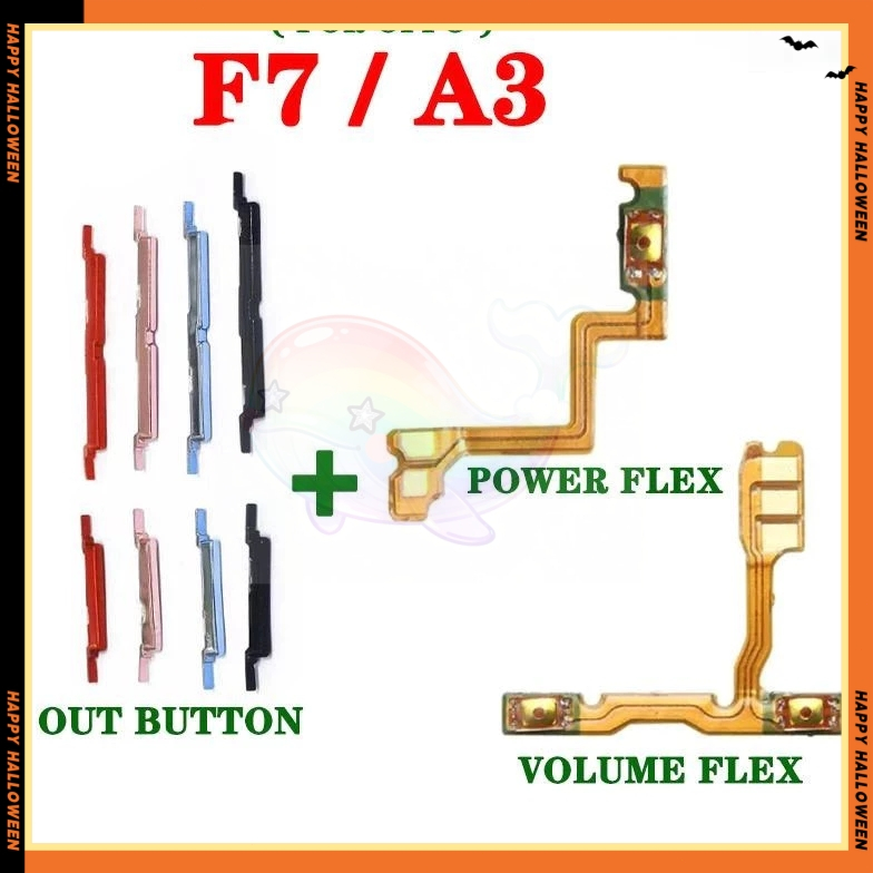 สายดิ้นปุ่มปรับระดับเสียงไฟสําหรับ Oppo F7 / A3 On off Out ปุ่มด้านข้าง