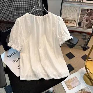 MONA~คอวี สายรัด เสื้อแขนสั้น เสื้อเชิ้ต เวอร์ชันเกาหลี รุ่นใหม่ สไตล์หวาน