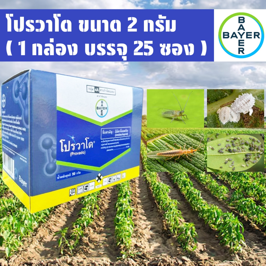 โปรวาโด ขนาด 2 กรัม (1กล่องมี25ซอง) อิมิดาคลอพริด ยาเพลี้ย เพลี้ยไฟ เพลี้ยอ่อน