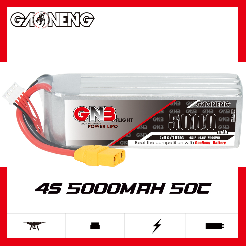 GNB GAONENG 5000mah 4S 14.8V 50C 100C XT90 RC LiPo battery RC DRONE CAR BOAT HELI