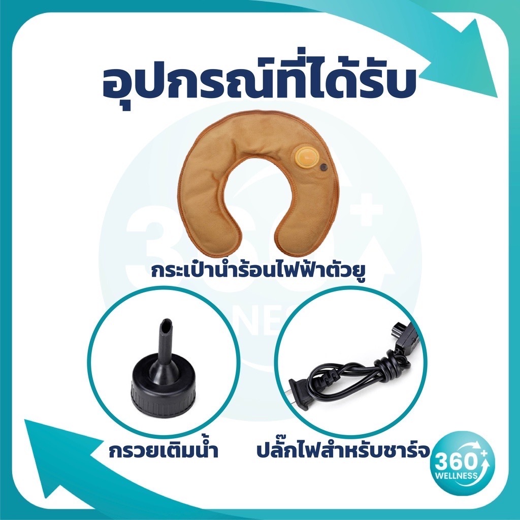 [360wellness+ร้านแนะนำ] กระเป๋าน้ำร้อนไฟฟ้า ตัวยู ประคบ คอ บ่า ไหล่ ถุงประคบร้อนไฟฟ้า ปวดเมื่อย - รูปที่ 2