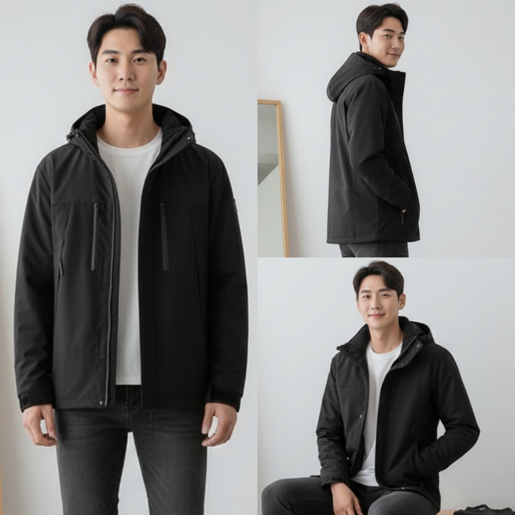 COD แจ็คเก็ตหนังสีดำ เสื้อหนังผู้ชาย เสื้อผ้าผู้ชายอินเทรนด์ สไตล์เรียบง่ายเข้ารูปพอดีตัว สีดำ สีเขียวเข้ม มีซิป