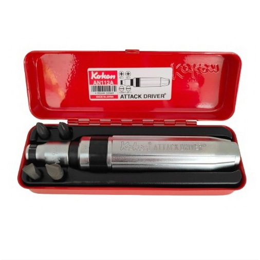 ชุดไขควงตอก Koken 6 ชิ้น พร้อมกล่องเหล็ก สามารถใช้กับลูกบล็อก ½ นิ้ว (4หุน)ได้ ไขควงตอกกระแทก