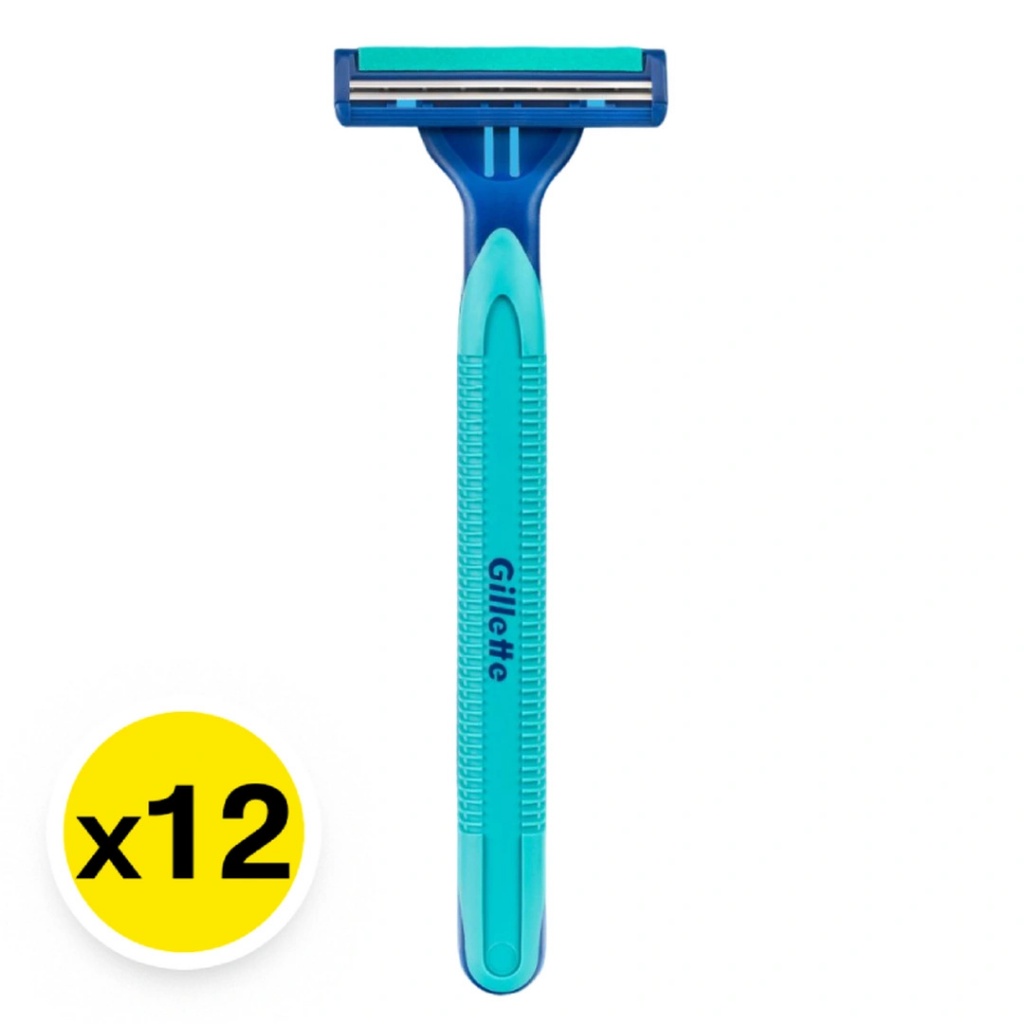 มีดโกนหนวด 2 ใบมีด ยิลเลตต์ บลู 2 เฟล็กซ์ซี่ แพค 12 ชิ้น / Gillette Blue 2 Flexi Razor with 2 Blades, Pack of 12 Pieces