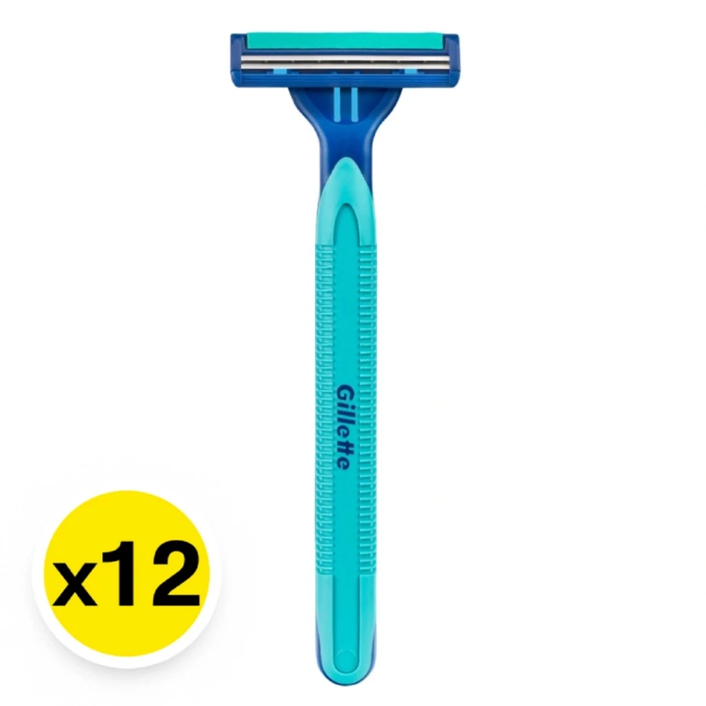 มีดโกนหนวด 2 ใบมีด ยิลเลตต์ บลู 2 เฟล็กซ์ซี่ แพค 12 ชิ้น / Gillette Blue 2 Flexi Razor with 2 Blades, Pack of 12 Pieces