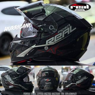 หมวกกันน็อค REAL HURRICANE ลาย IMPACT​ แว่น2ชั้น รองรับการติ…