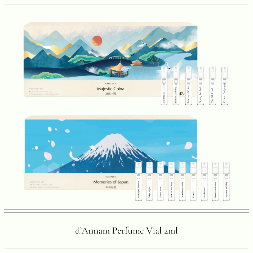 d'Annam Perfume Vial 2ml Mooncake, Pomelo Oolong, Matcha Soft Serve, Vietnamese Coffee, Sakura Snow, Monsoon