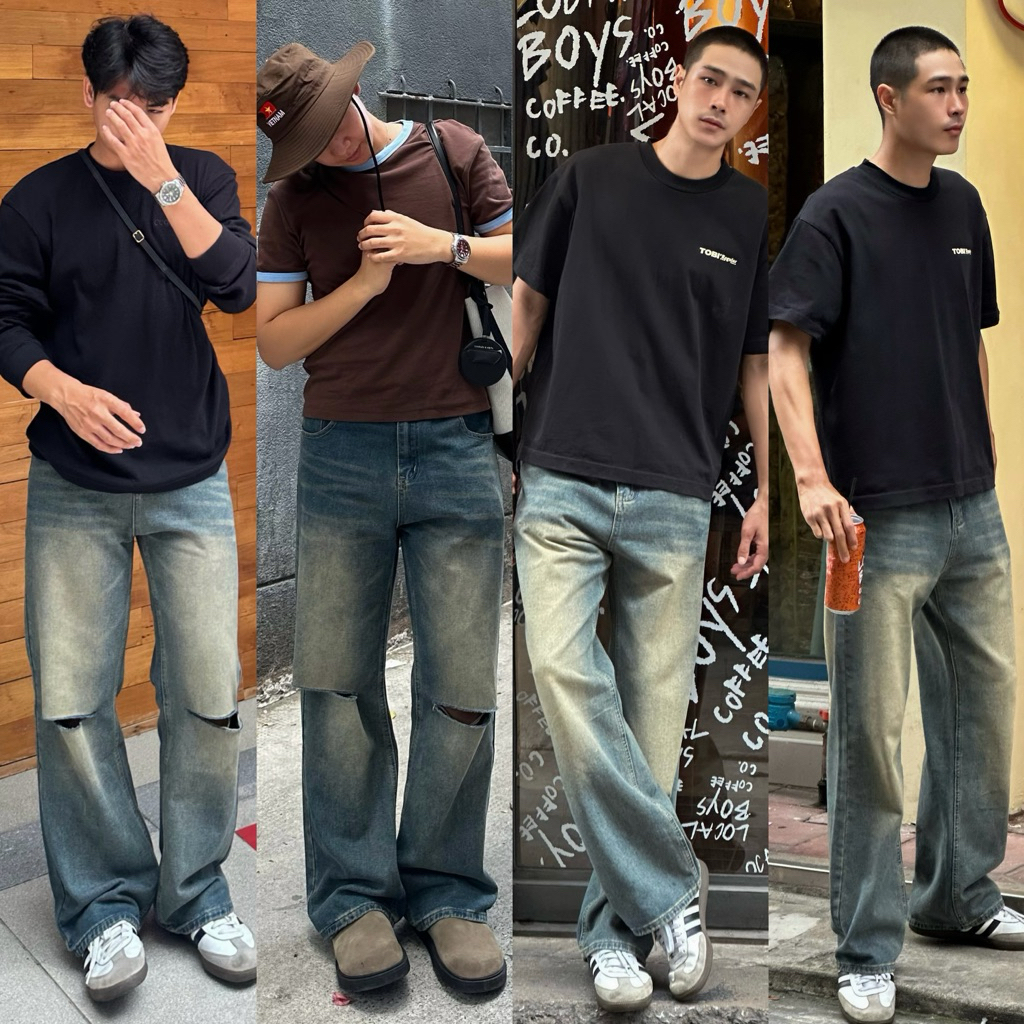 ‼️ สินค้าขายดี  Street Jeans V.4 กางเกงยีนส์ทรงกระบอกกลาง แต่งขาดตรงเขา ทรงสวย เนื้อผ้าเกรดดี  ✨ ราคา ถูกที่สุด ดีลบีเคเค แกลเลอรีภาพที่ 4