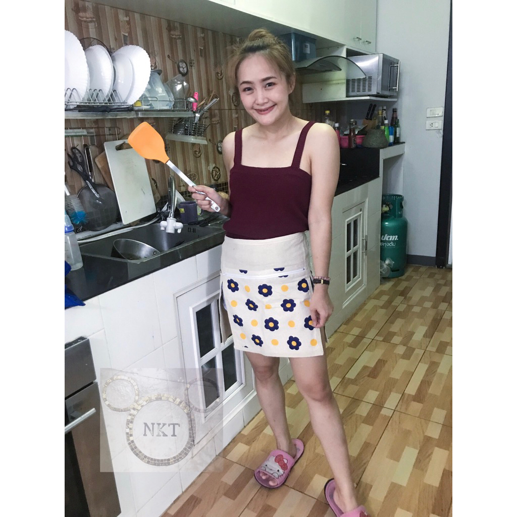 😍😍ผ้ากันเปื้อน แบบครึ่งตัว รุ่นมีเชือกผูกด้านหลัง