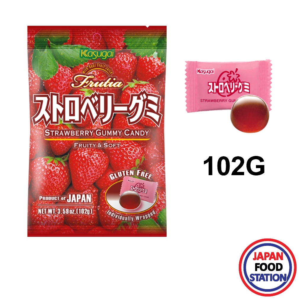 KASUGAI  SEIKA FRUTIA STRAWBERRY GUMMY CANDY 102G (21642) วุ้นเจลาตินสำเร็จรูปรสสตรอเบอร์รี่