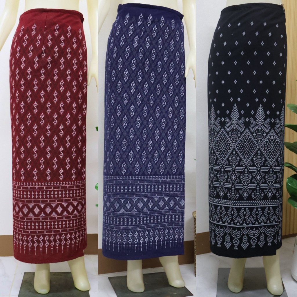 ผ้าถุงลายขอนาค‼️ใหม่‼️ผ้าถุงลิซ่า🩷🖤ขนาดฟรีไซต์🩷แบบตะขอ🖤สีกรม