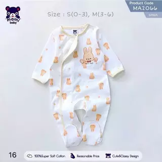 Mami baby ชุดรอมเปอร์คลุมเท้าแขนนยาว ผ้าดูด size 0-3M, 3-6M