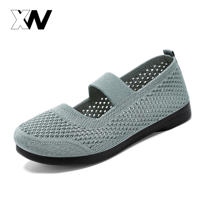 XWbrand รองเท้าลำลองผู้หญิง ออกแบบพิเศษสำหรับผู้หญิง ส่วนบนตาข่ายน้ำหนักเบา ระบายอากาศดี ไม่อับชื้น พื้นรองเท้าแบนสบาย