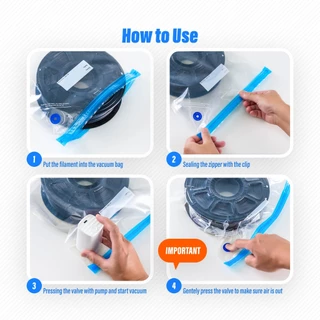 3D Printer Filament Storage Bag Kit with Electric Pump and 10pcs Vacuum Sealed Bags for 3D Filament PLA/ABS/PETG/PA/DP