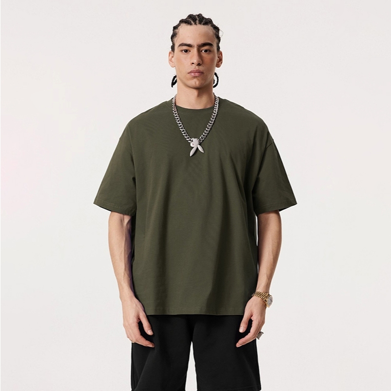 เสื้อยืดคอกลม ผ้าฝ้าย100% เสื้อ Oversize [รวมสี Earth Tone] เสื้อยืดสีพื้น ผ้าหนานุ่ม ไม่หด ไม่ย้วย ใส่สบาย 230g/300g - รูปที่ 5