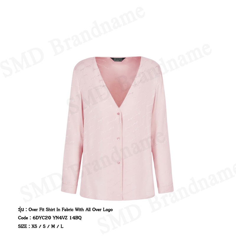 Armani Exchange เสื้อเบลาส์ผู้หญิง รุ่น Over Fit Shirt In Fabric With All Over Logo Code: 6DYC20 YN4