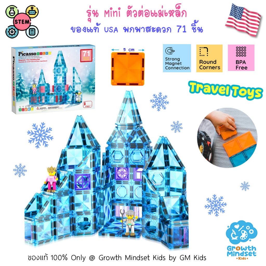 (ของแท้ USA) ตัวต่อแม่เหล็กรุ่น Mini 36 ชิ้น พกพาสะดวก Picasso Magnetic, Tiles KD0144 GM Kids